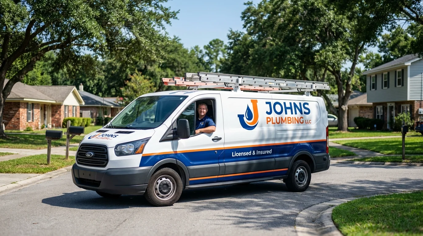 Johns Plumbing LLC service van in Bethesda, MD